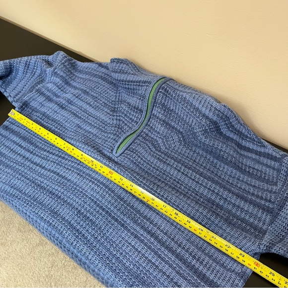 Aerie Oversized Wool Blend Cropped Stripe Sweater - Blue - Funnel Neck - Picture 11 of 13